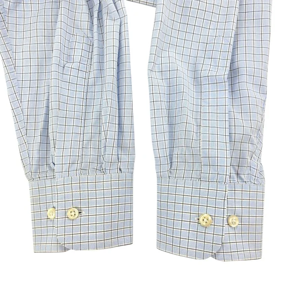 Quiet Luxury Valentino Roma Dress Shirt Men 17.5 Blue Check Italian - Picture 6 of 14